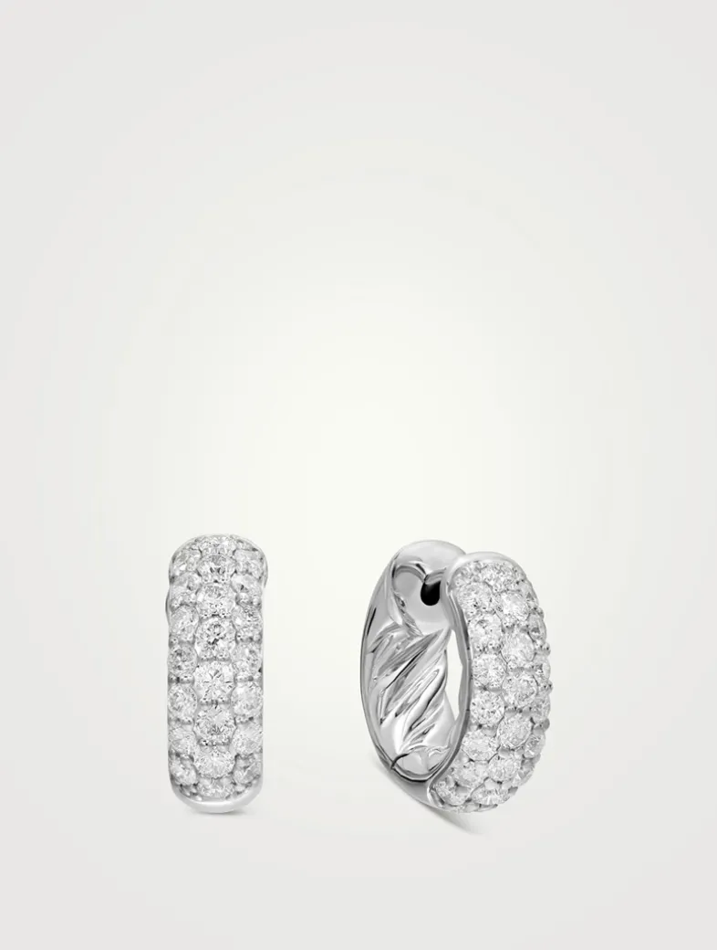 Dy Mercer® Micro Hoop Earrings In Sterling Silver With Diamonds, 13.5mm