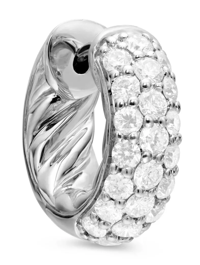 Dy Mercer® Micro Hoop Earrings In Sterling Silver With Diamonds, 13.5mm