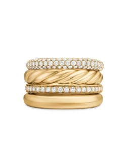 Dy Mercer® Multi Row Ring In 18k Yellow Gold With Diamonds, 14mm