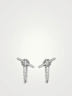 Dy Mercer® Petite Toggle Chain Stud Earrings In Sterling Silver, 38.2mm
