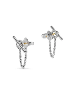 Dy Mercer® Petite Toggle Chain Stud Earrings In Sterling Silver, 38.2mm