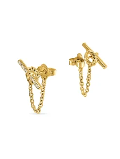Dy Mercer® Petite Toggle Chain Stud Earrings In 18k Yellow Gold With Diamonds, 38.2mm