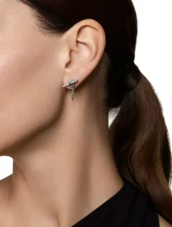 Dy Mercer® Petite Toggle Chain Stud Earrings In Sterling Silver With Diamonds, 38.2mm