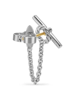 Dy Mercer® Petite Toggle Chain Stud Earrings In Sterling Silver With Diamonds, 38.2mm