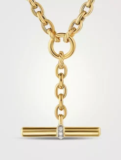 Dy Mercer® Petite Toggle Chain Necklace In 18k Yellow Gold With Diamonds, 4.5mm