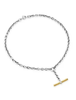 Dy Mercer® Petite Toggle Chain Necklace In Sterling Silver With 18k Yellow Gold And Diamonds, 4.5mm