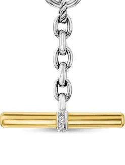 Dy Mercer® Petite Toggle Chain Necklace In Sterling Silver With 18k Yellow Gold And Diamonds, 4.5mm