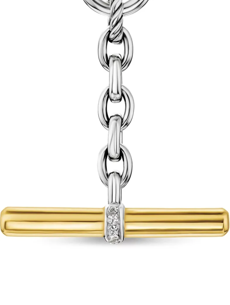 Dy Mercer® Petite Toggle Chain Necklace In Sterling Silver With 18k Yellow Gold And Diamonds, 4.5mm