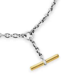 Dy Mercer® Petite Toggle Chain Necklace In Sterling Silver With 18k Yellow Gold And Diamonds, 4.5mm