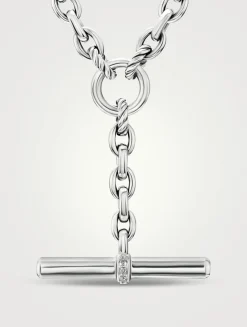 Dy Mercer® Petite Toggle Chain Necklace In Sterling Silver With Diamonds, 4.5mm