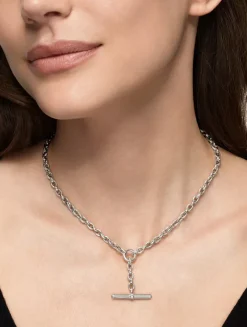 Dy Mercer® Petite Toggle Chain Necklace In Sterling Silver With Diamonds, 4.5mm