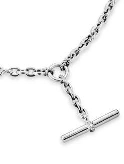Dy Mercer® Petite Toggle Chain Necklace In Sterling Silver With Diamonds, 4.5mm