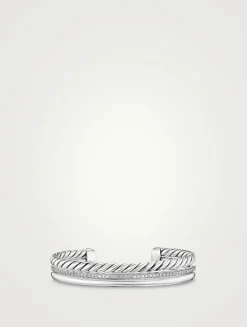 Dy Mercer® Three Row Cuff Bracelet In Sterling Silver With Diamonds, 10.4mm