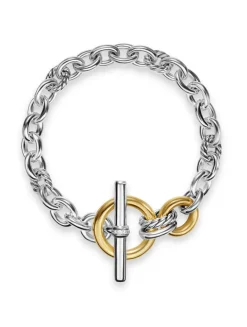 Dy Mercer® Toggle Chain Bracelet In Sterling Silver With 18k Yellow Gold And Diamonds, 8mm