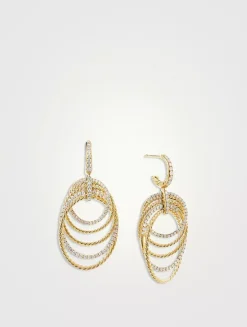 Dy Origami Drop Earrings In 18k Yellow Gold With Pavé Diamonds