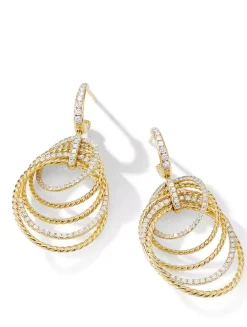 Dy Origami Drop Earrings In 18k Yellow Gold With Pavé Diamonds