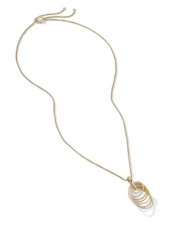 Dy Origami Pendant Necklace In 18k Yellow Gold With Pavé Diamonds