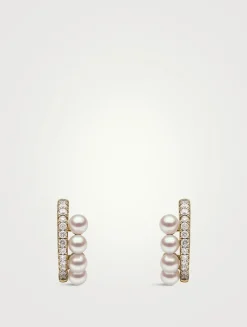 Eclipse 18K Gold Akoya Pearl And Diamond Lunar Earrings