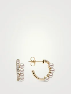 Eclipse 18K Gold Akoya Pearl And Diamond Lunar Earrings