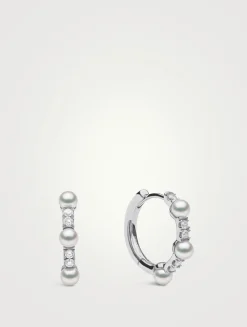 Eclipse 18K White Gold Akoya Pearl And Diamond Earrings