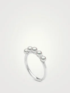 Eclipse 18K White Gold Akoya Pearl And Diamond Ring