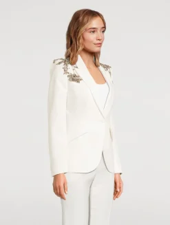 Embellished Leaf Crêpe Blazer