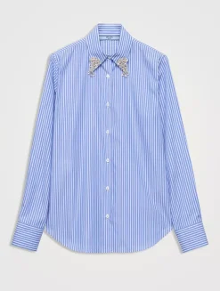 Embroidered Stripe Poplin Shirt