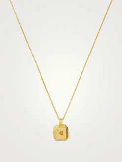 Engravable Citrine November Birthstone Pendant Necklace