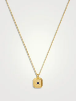 Engravable Lapis September Birthstone Pendant Necklace