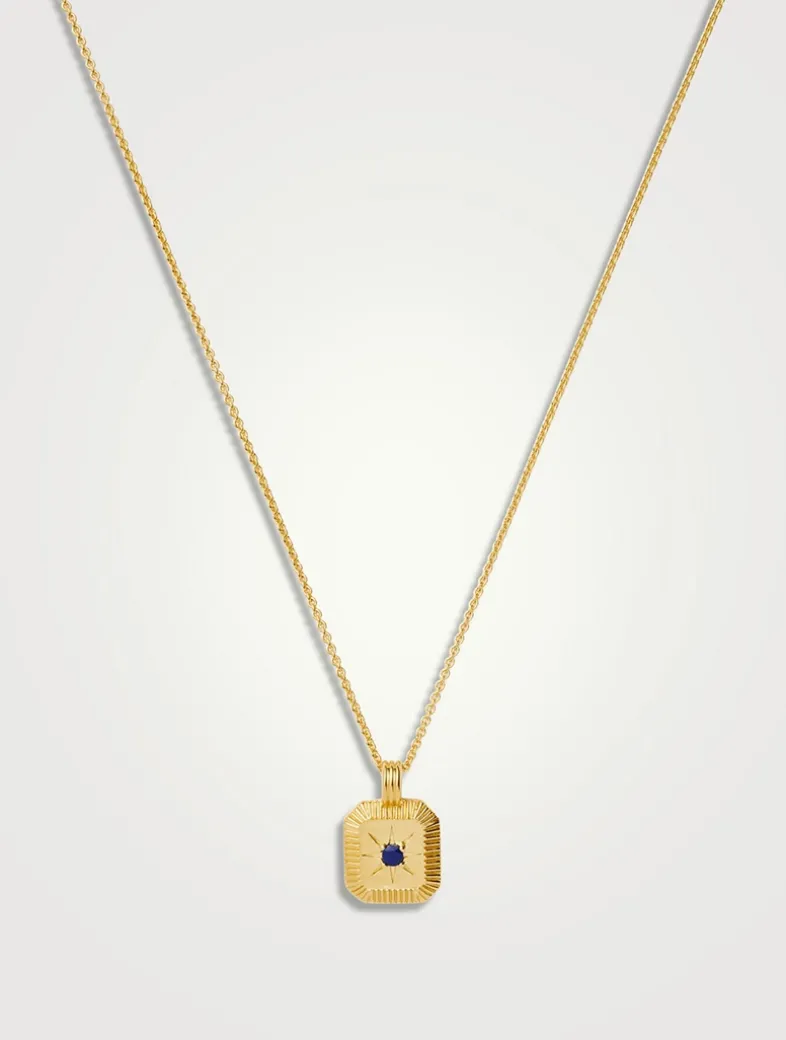 Engravable Lapis September Birthstone Pendant Necklace