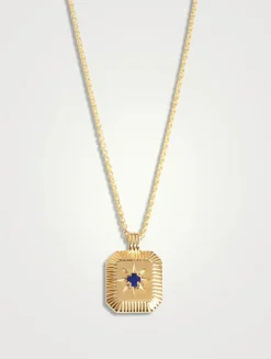 Engravable Lapis September Birthstone Pendant Necklace