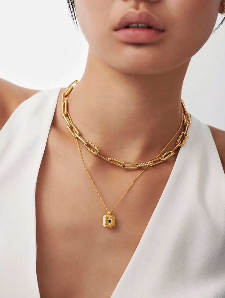 Engravable Lapis September Birthstone Pendant Necklace