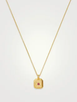 Engravable Pink Opalite July Birthstone Pendant Necklace