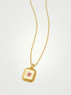 Engravable Pink Opalite July Birthstone Pendant Necklace