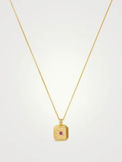 Engravable Pink Tourmaline October Birthstone Pendant Necklace