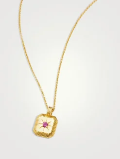 Engravable Pink Tourmaline October Birthstone Pendant Necklace