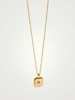 Engravable Pink Tourmaline October Birthstone Pendant Necklace