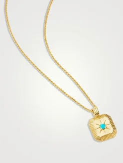 Engravable Turquoise Magnesite December Birthstone Pendant Necklace