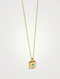 Engravable Turquoise Magnesite December Birthstone Pendant Necklace