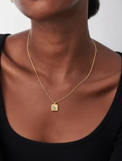 Engravable Turquoise Magnesite December Birthstone Pendant Necklace