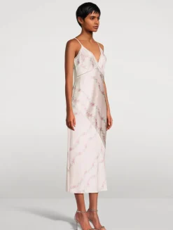 Ermon Satin Slip Dress In Floral Print