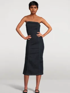 Esme Strapless Denim Midi Dress