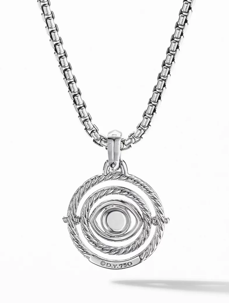 Evil Eye Mobile Amulet In 18k White Gold With Pavé Blue Sapphires And Diamonds