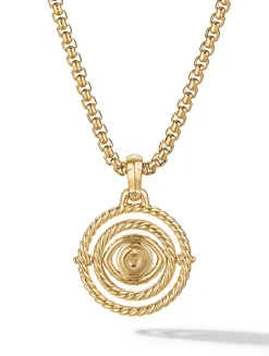 Evil Eye Mobile Amulet In 18k Yellow Gold With Pavé Emeralds And Diamonds