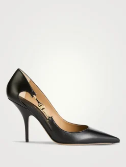 F-Buckle Leather Pumps