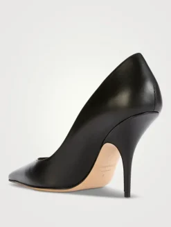 F-Buckle Leather Pumps