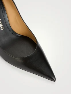 F-Buckle Leather Pumps