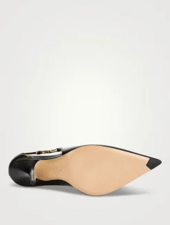 F-Buckle Leather Pumps