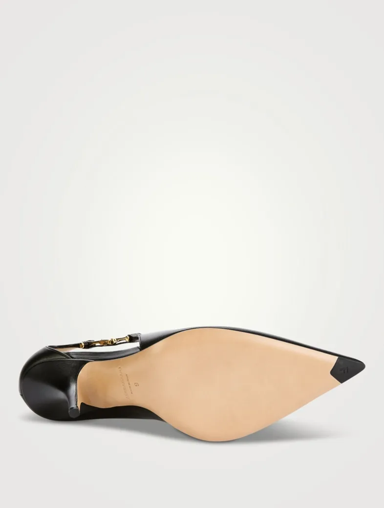 F-Buckle Leather Pumps