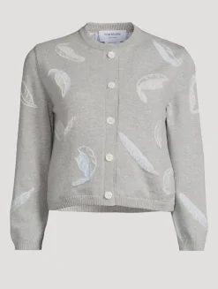 Feather Intarsia Cashmere Cardigan